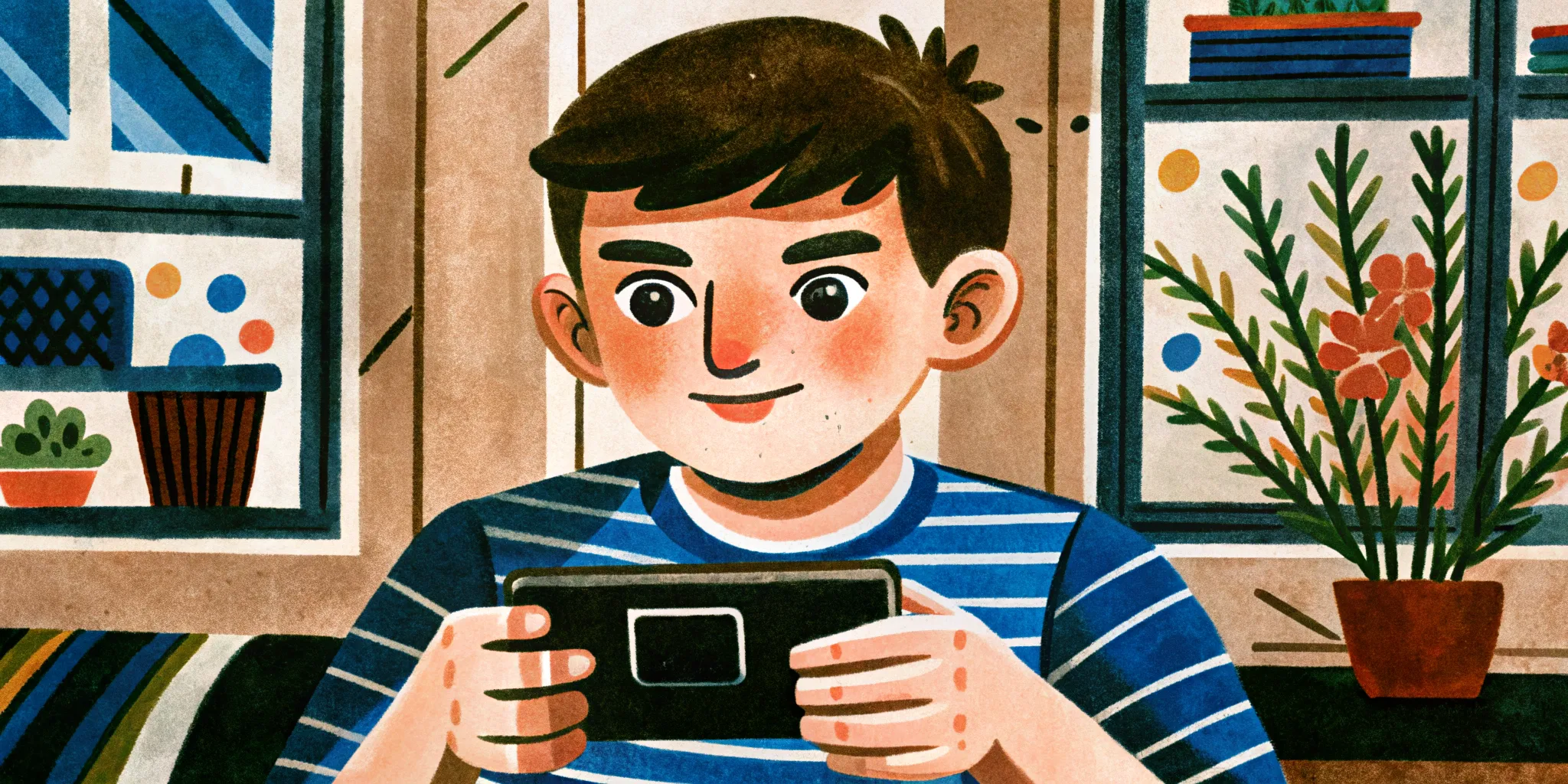 young guy playing games on his phone